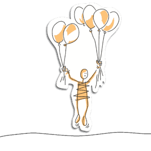Mensch an Ballons Horizont Schatten